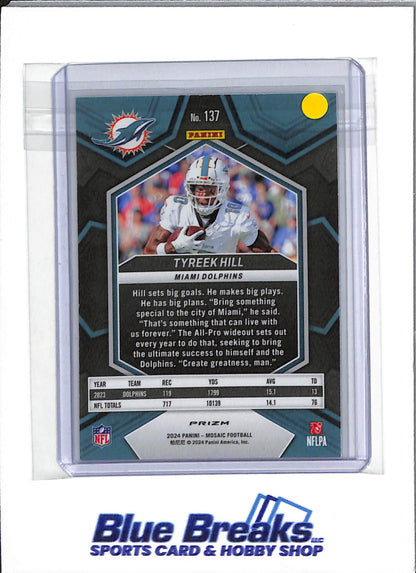 2024 Panini Mosaic - Prizm Blue Geometric - Tyreek Hill - # 137 - Football - Dolphins