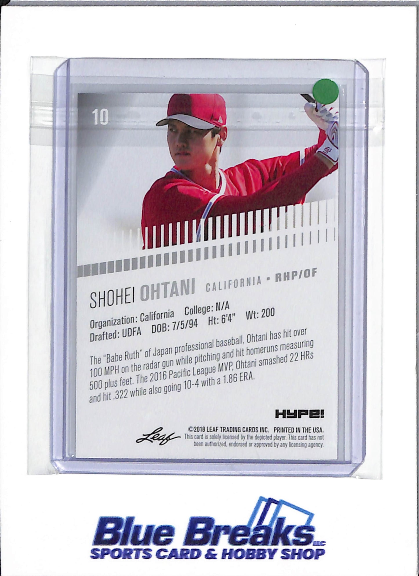 2018 Leaf Hype! - Shohei Ohtani - #10 - Baseball - Angel