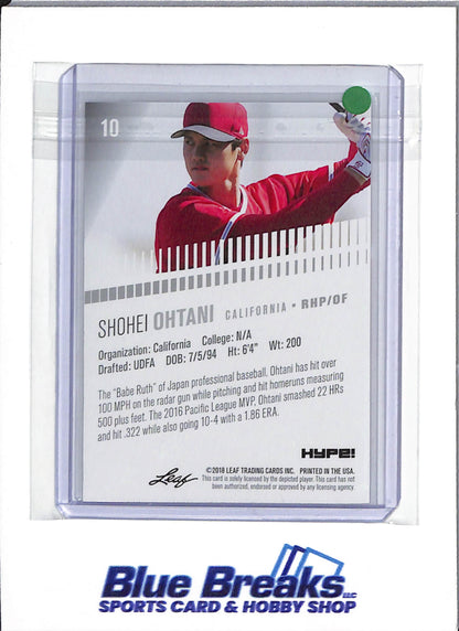 2018 Leaf Hype! - Shohei Ohtani - #10 - Baseball - Angel