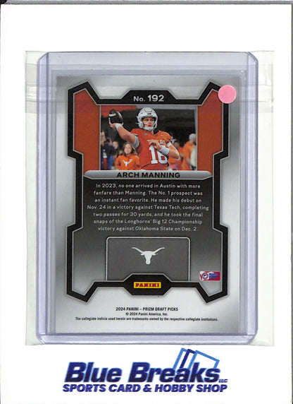 2024 Panini Prizm - Draft Picks Rated Prospect Silver - Arch Manning - #192 - Football - Longhorns
