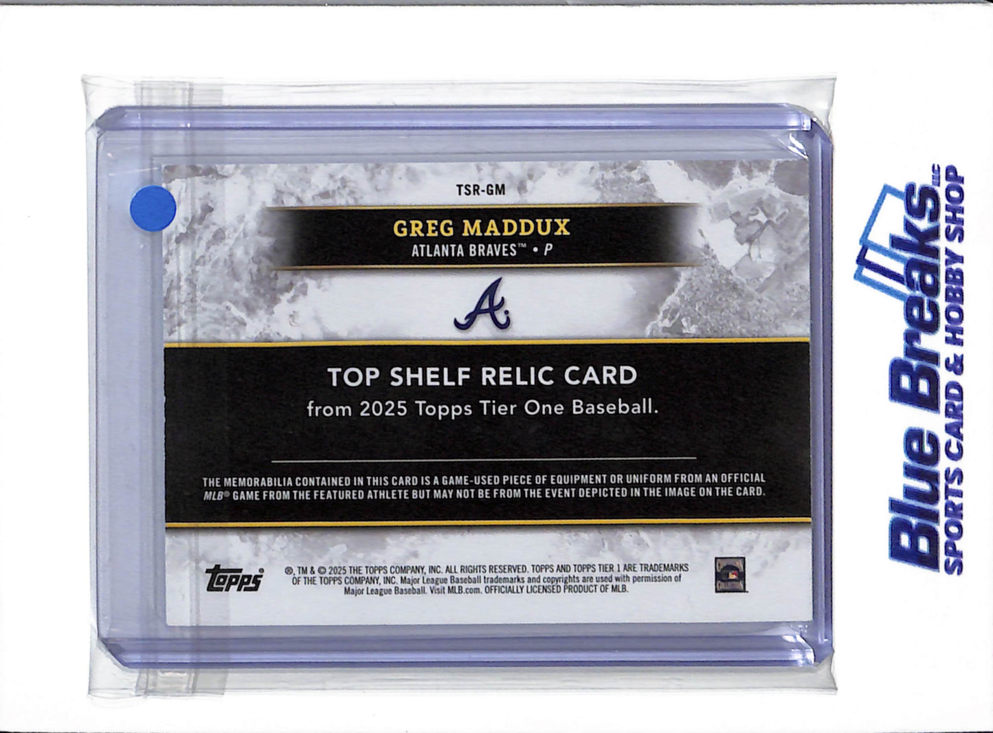 2025 Topps Tier One - Game Used Memorabilia - Greg Maddux - 05/10 - #TSR-GM- Baseball - Braves