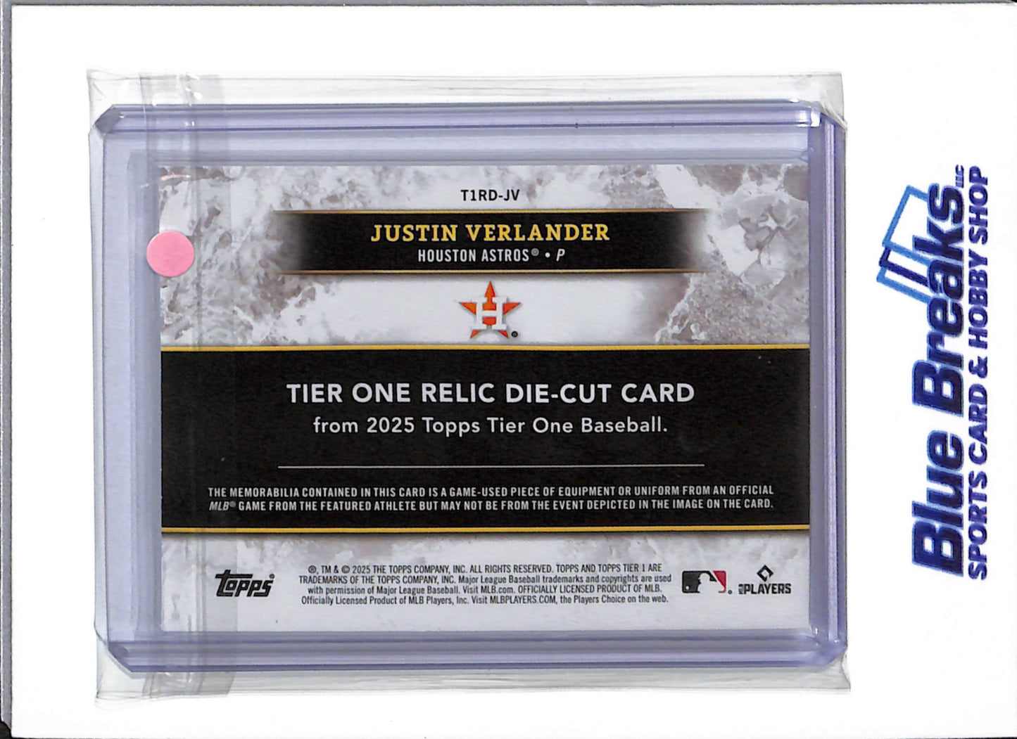 2025 Topps - Tier One  - Relic Die-Cut Card Gold - Justin Verlander - 087/199 - #T1RD-JV - Baseball - Astros
