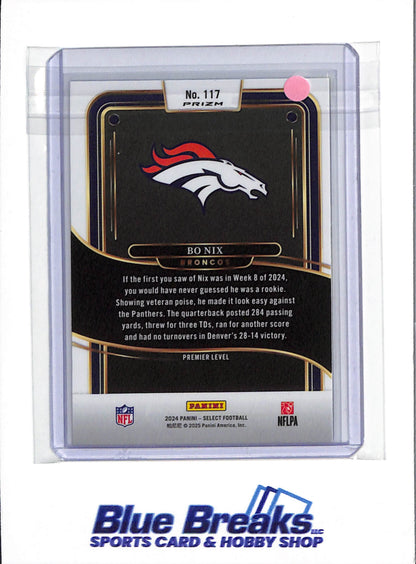 2024 Panini Select - Prizm Green/Yellow Raywave - Bo Nix - #117 - Football - Broncos