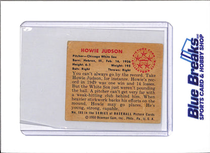 1950 Bowman - Howie Judson - #185 - Baseball - White Sox