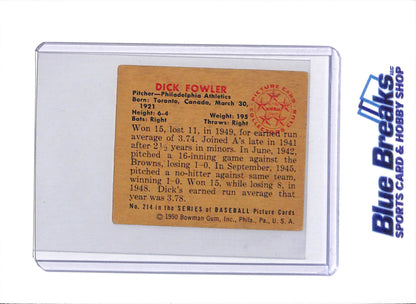 1950 Bowman - Dick Fowler - #214 - Baseball - Athletics