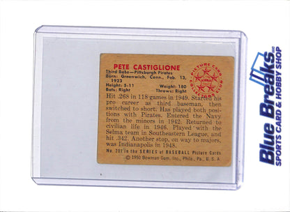 1950 Bowman - Pete Castiglione - #201 - Baseball - Pirates