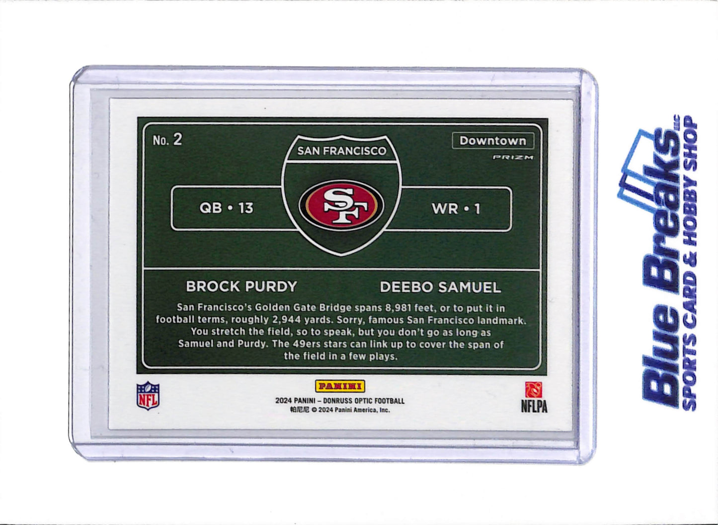 2024 Panini - Donruss Optic - Downtown - Brock Purdy - Deebo Samuel - #2 - football - 49ers