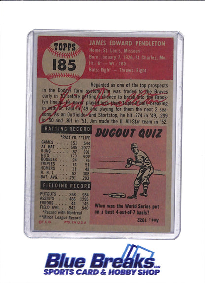 1953 Topps - Jim Pendleton - #185 - Baseball - Braves