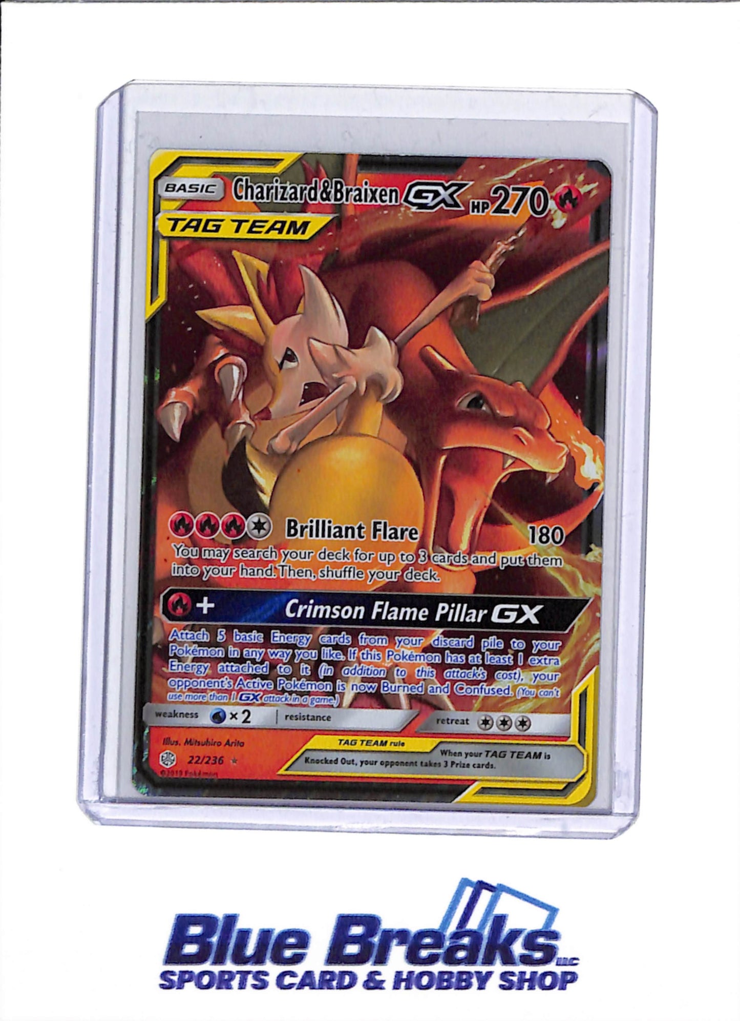 2019 Pokémon - Cosmic Eclipse - Foil - Charizard & Braixen GX - #22/236