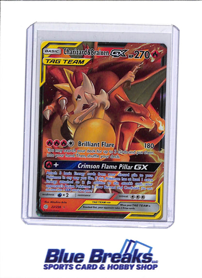 2019 Pokémon - Cosmic Eclipse - Foil - Charizard & Braixen GX - #22/236