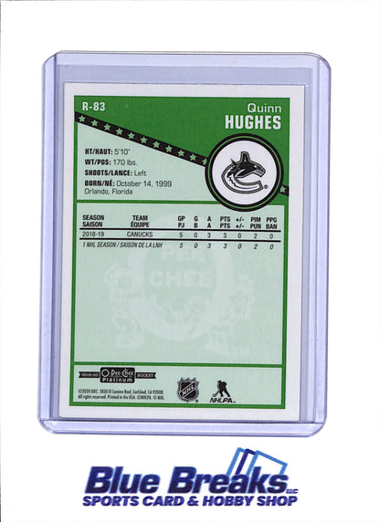 2020 O-Pee-Chee Platinum - Rookie Recrue - Quinn Hughes - #R-83 - Ice Hockey - Canucks