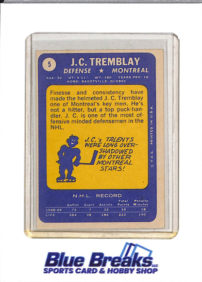 1969-70 Topps - J.C. Tremblay - #5 - Ice Hockey - Canadiens