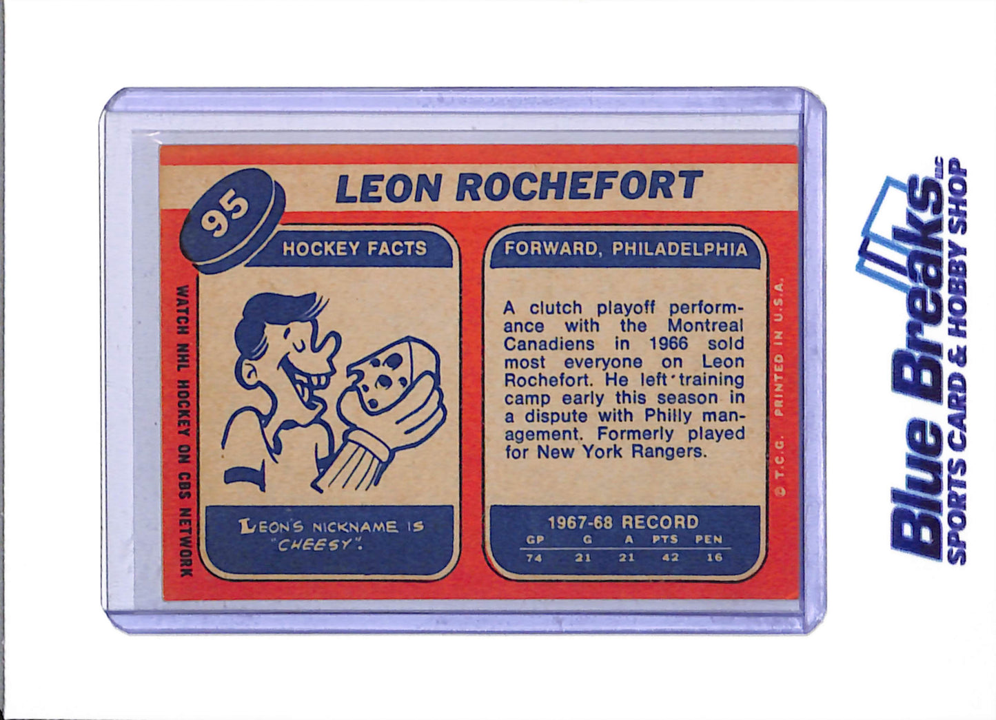 1968-69 O-Pee-Chee - Leon Rochefort - #95 - Ice Hockey - Flyers