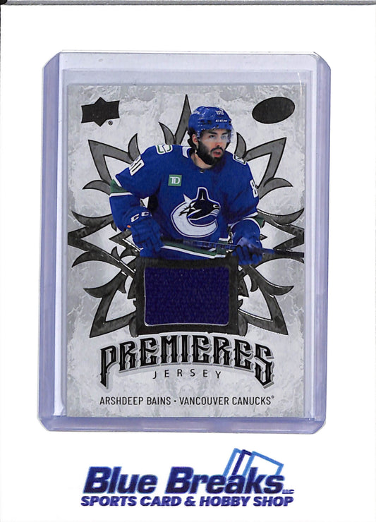 2024-25 Upper Deck - Premieres Jersey - Arshdeep Bains - #IPJ-44 - Ice Hockey - Canucks