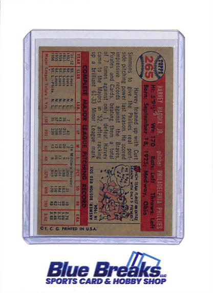 1957 Topps - Harvey Haddix Jr. - #265 - Baseball - Phillies