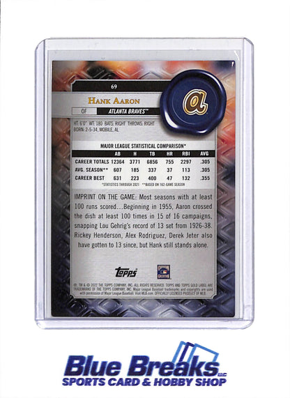 2022 Topps Gold Label - Hank Aaron - 10/50 - #69 - Baseball - Braves