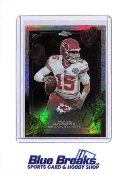 2025 Topps Chrome - Fortune 15 - Silver Leaf Refractor - Patrick Mahomes II - #F15-6 - Football - Chiefs
