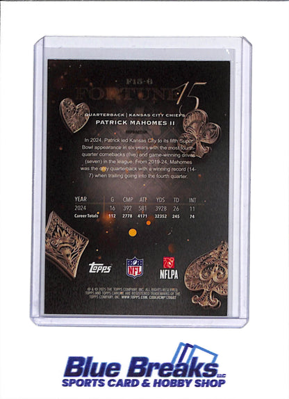 2025 Topps Chrome - Fortune 15 - Silver Leaf Refractor - Patrick Mahomes II - #F15-6 - Football - Chiefs