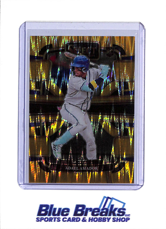 2024 Panini Select - Rookie Card - Yellow Raywave - Adael Amador - 09/10 - #74 - Baseball - Rockies
