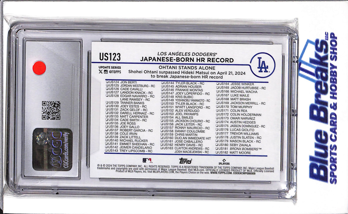 2024 Topps Update - Japanese Born HR Record - Ohtani Stands Alone - Shohei Ohtani - #US123 - CGC10 - Baseball - Dodgers