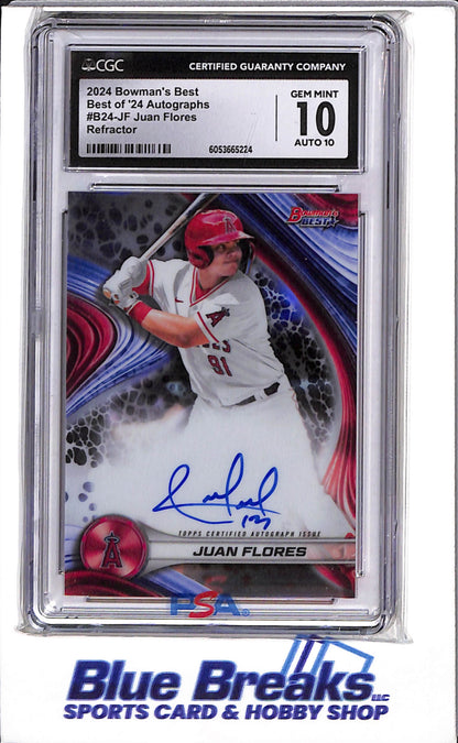 2024 Topps Bowman's Best - Best of '24 Autographs - Refractor - Juan Flores - #B24-JF - CGC10 - Baseball - Angels