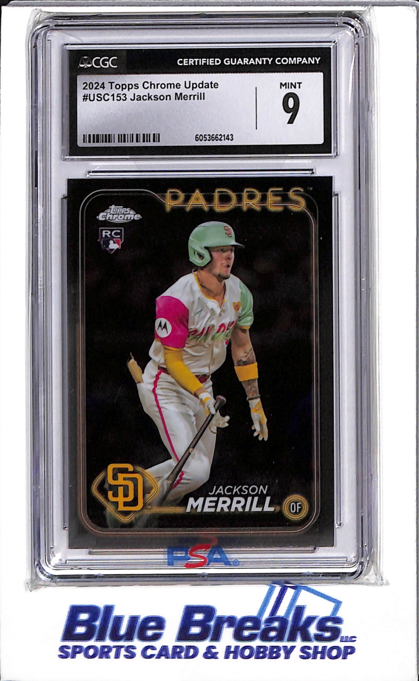 2024 Topps Chrome - Update Rookie Card - Silver Foil - Jackson Merrill - #USC153 - CGC9 - Baseball - Padres