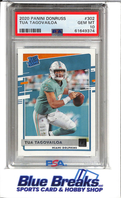 2020 Panini Donruss - Rated Rookie - Tua Tagovailoa - #302 - PSA 10 - Football - Dolphins
