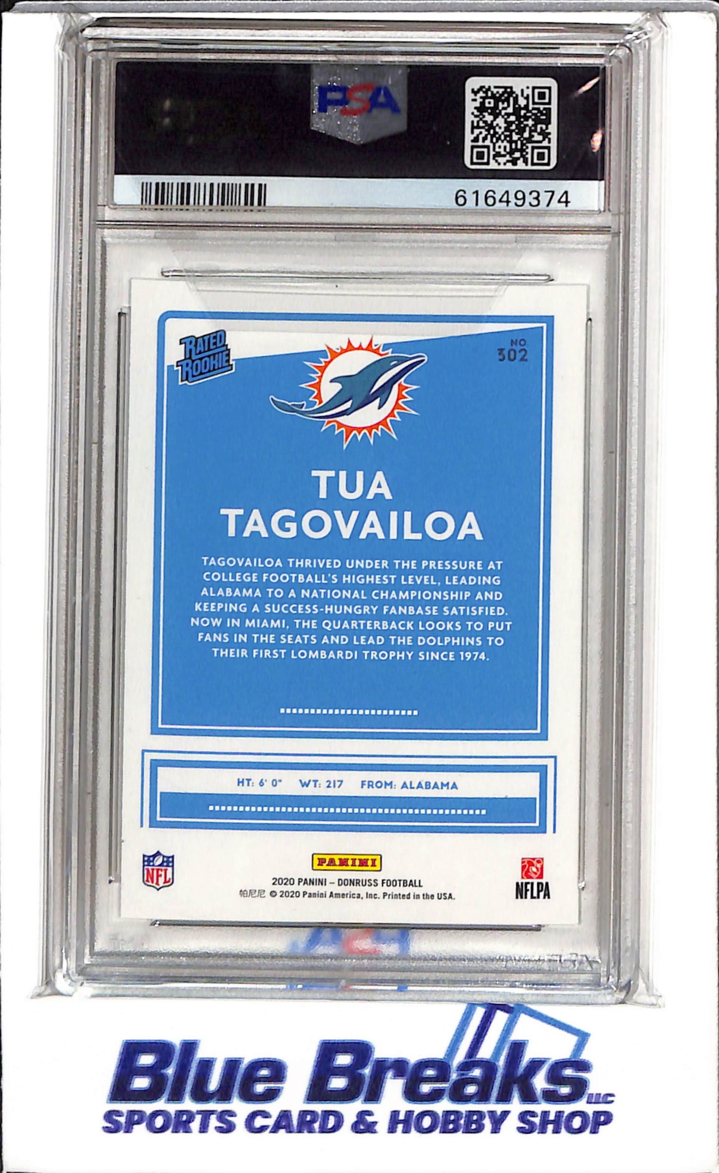 2020 Panini Donruss - Rated Rookie - Tua Tagovailoa - #302 - PSA 10 - Football - Dolphins