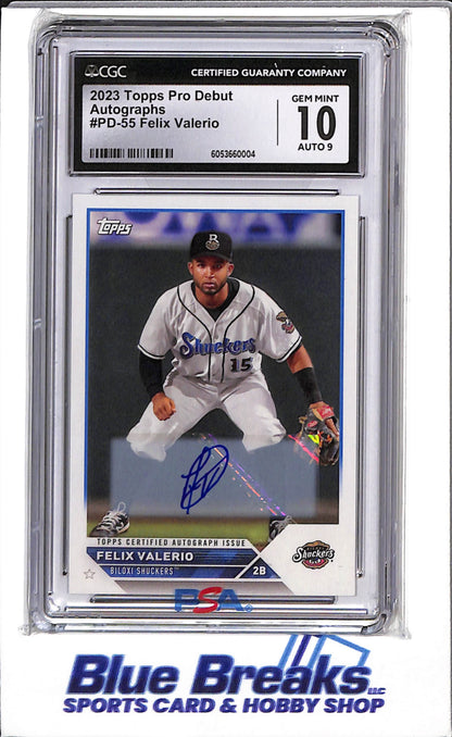 2023 Topps - Pro Debut - Autographs - Felix Valerio - #PD-55 - CGC10 - Baseball - Shuckers