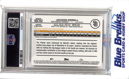 2024 Topps Chrome - Prism Refractor - Rookie Card - Jackson Merrill - #USC153 - PSA 9 - Baseball - Padres