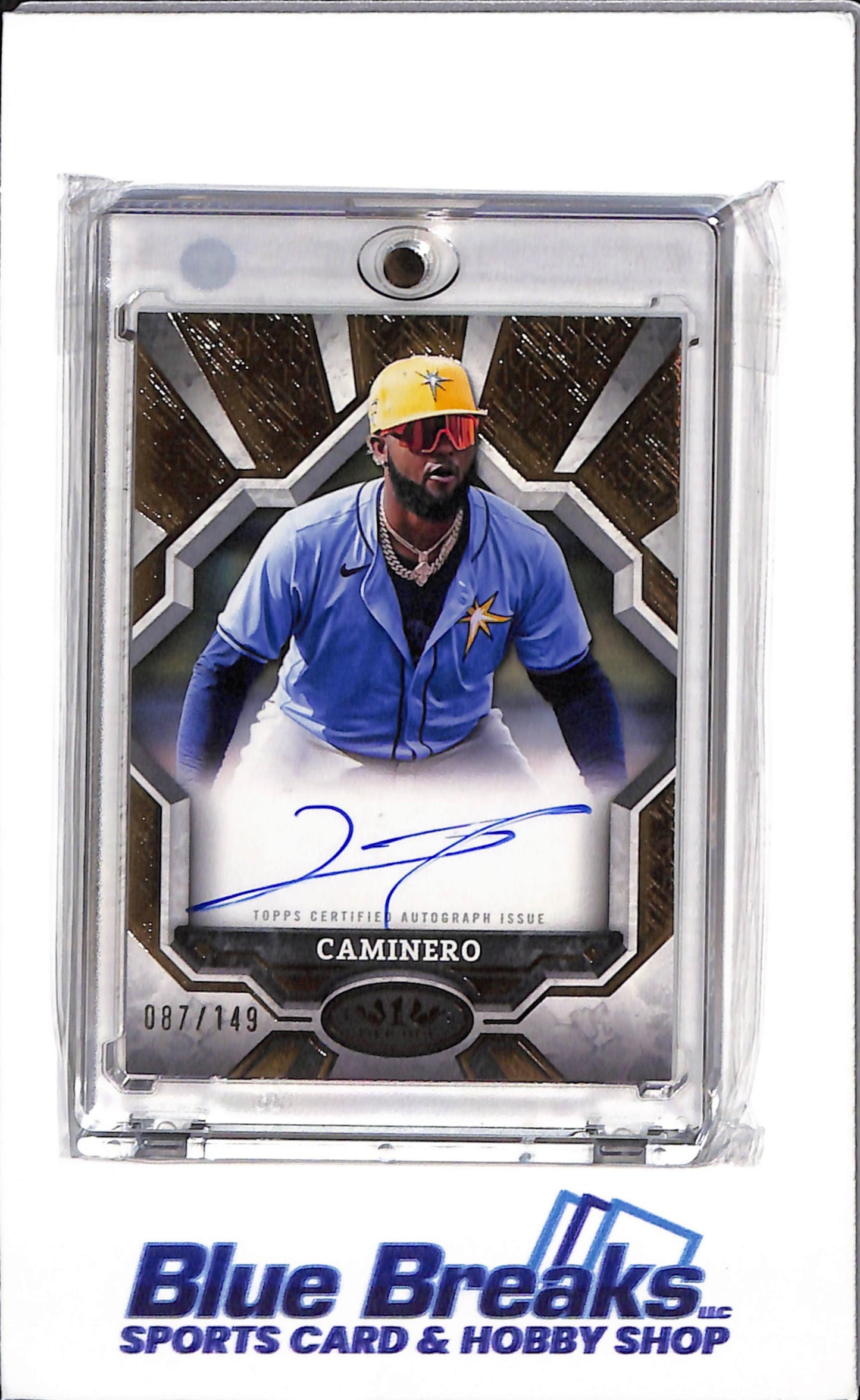 2025 Topps - Tier One - Gold - Auto - Junior Caminero - 087/149 - #BOA-JC - Baseball - Rays