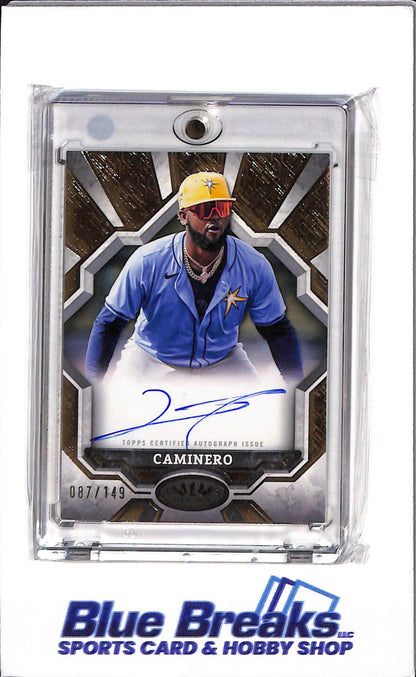 2025 Topps - Tier One - Gold - Auto - Junior Caminero - 087/149 - #BOA-JC - Baseball - Rays
