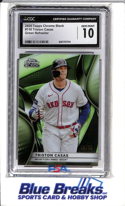 2025 Topps Chrome Black - Green Refractor - Triston Casas - #110 - 90/99 - CGC10 - Baseball - Red Sox