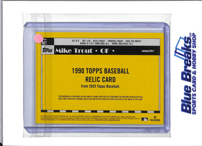 2025 Topps - 35 Anniversary - 1990 Topps Baseball Relic Card - Game Used Memorabilia - Mike Trout - #90RU-MT - Baseball - Angels