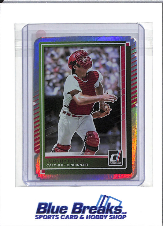 2025 Panini - Donruss - Silver/Red Foil - Johnny Bench - 47/75 - #46 - Baseball - Reds