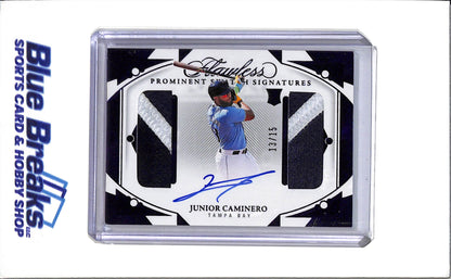 2024 Panini Flawless - Prominent Swath Signatures - Blue - Junior Caminero - 13/15 - #PSS-JC - Baseball - Rays