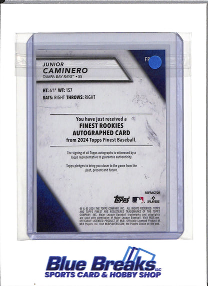 2024 Topps Finest - Finest Rookies - Auto Holo - Junior Caminero - #FR-JC - Baseball - Rays - drop