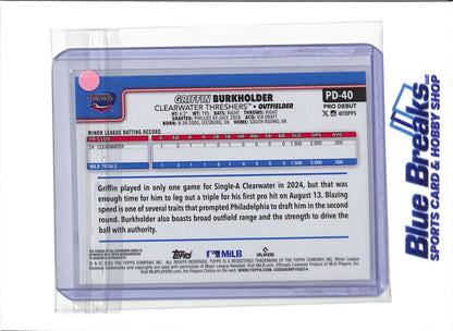 2025 Topps - Pro Debut - Auto - Griffin Burkholder - #PD-40 - Baseball - Threshers