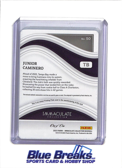 2023 Panini - Immaculate Collection - Junior Caminero - relic - auto - 1/1 - #50 - Baseball - Rays