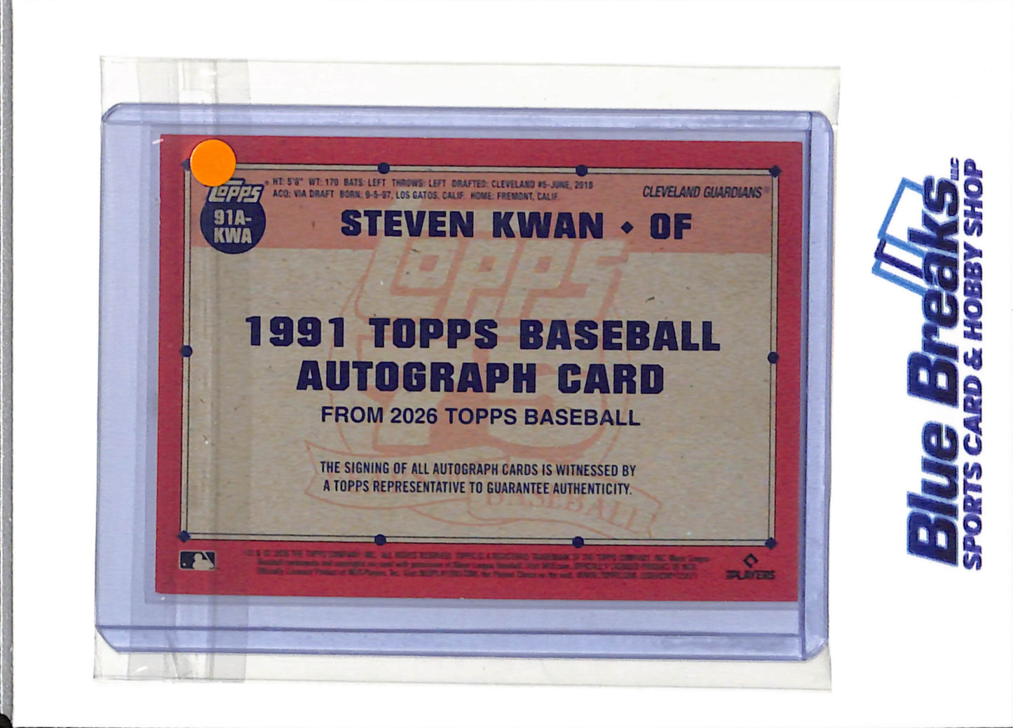 2026 Topps - Topps Certified Autograph Issue - Steven Kwan - #91A-KWA - Baseball - Guardians