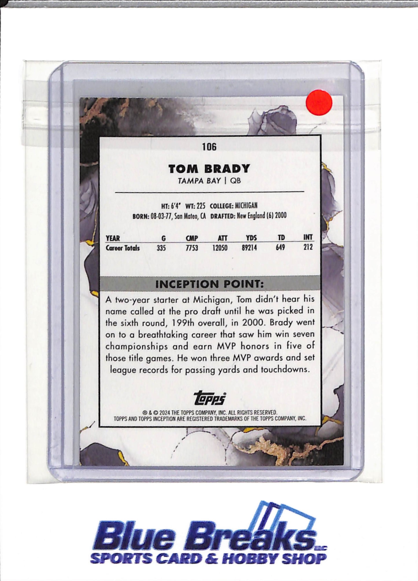 2024 Topps - Inception - Tom Brady - 018/125 - #106 - Football - Buccaneers
