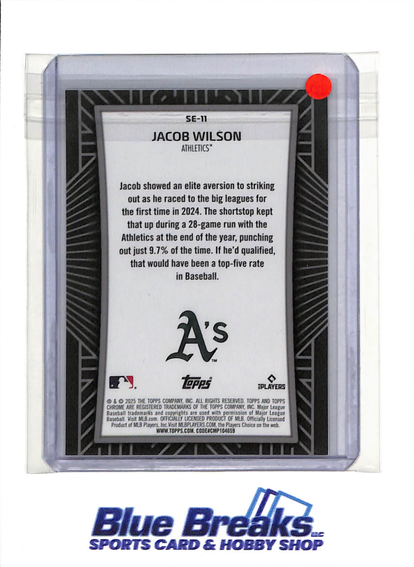 2025 Topps Chrome - Rookie Card Black - Jacob Wilson - #SE-11 - Baseball - Athletics