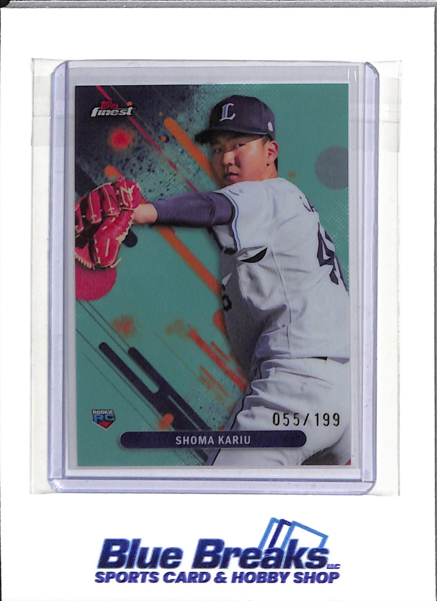 2025 Topps Finest - Rookie Card - Aqua Refractor - Shoma Kariu - 055/199 - #166 - Baseball - Saitama Seibu Lions