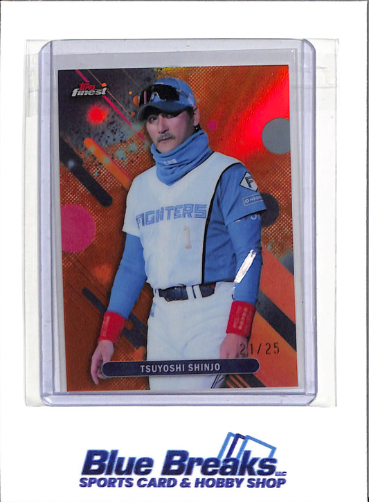 2025 Topps Finest - Orange Refractor - Tsuyoshi Shinjo - 21/25 - #172 - Baseball - Fighters