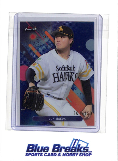 2025 Topps Finest - Blue Refractor - Jun Maeda - 101/150 - #80 - Baseball - SoftBank Hawks