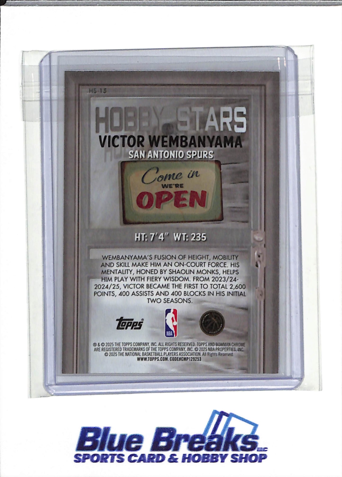 2025 Topps - Hobby Stars - Victor Wembanyama - #HS-15 - Basketball - Spurs - drop