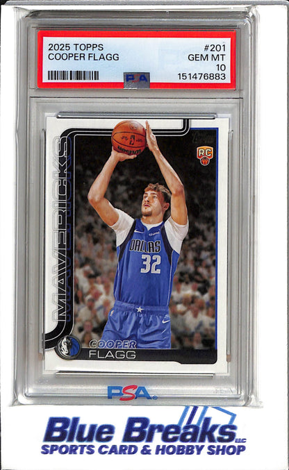 2025 Topps - flagship - Copper Flagg- #201 - PSA 10 - basketball - Mavericks - drop