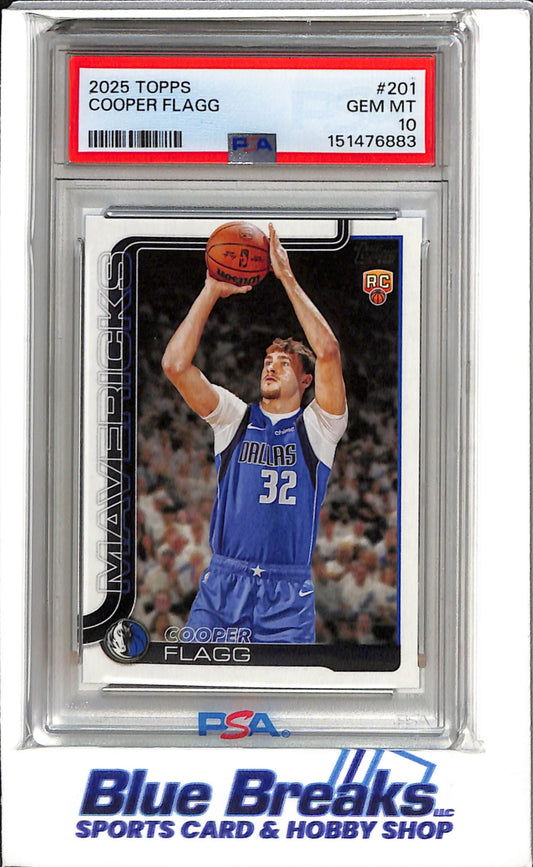 2025 Topps - flagship - Copper Flagg- #201 - PSA 10 - basketball - Mavericks - drop