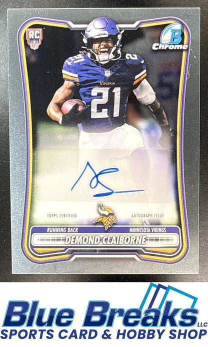 2026 Bowman Chrome RC Auto Demond Claiborne [RC] #BCRA-DC Minnesota Vikings