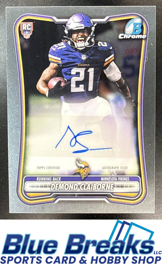 2026 Bowman Chrome RC Auto Demond Claiborne [RC] #BCRA-DC Minnesota Vikings